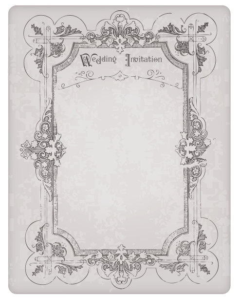 复古婚礼邀请明信片与美丽的框架图片下载