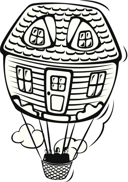 房屋热气球图片下载