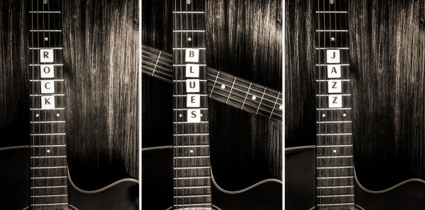 三把原声吉他和签名摇滚，布鲁斯，爵士图片下载