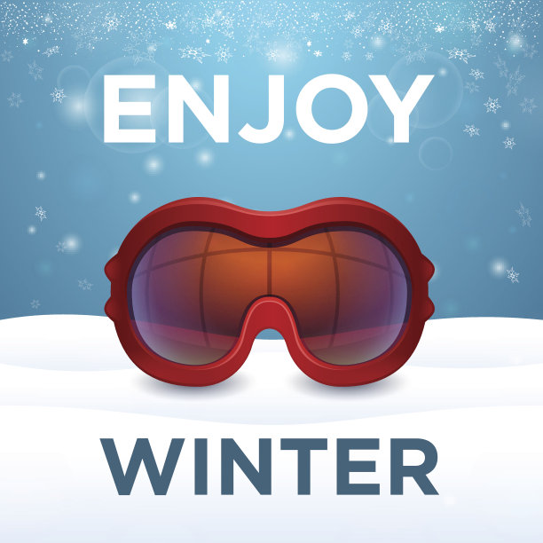 享受冬天的红色滑雪镜图片下载