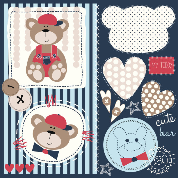 可爱的泰迪熊矢量插图图片下载