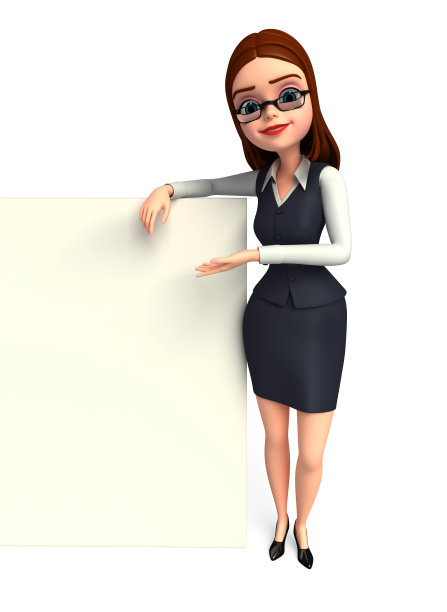 年轻的商业女性与标志图片下载