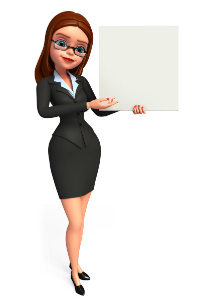 年轻的商业女性与标志图片下载