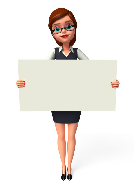 年轻的商业女性与标志图片下载