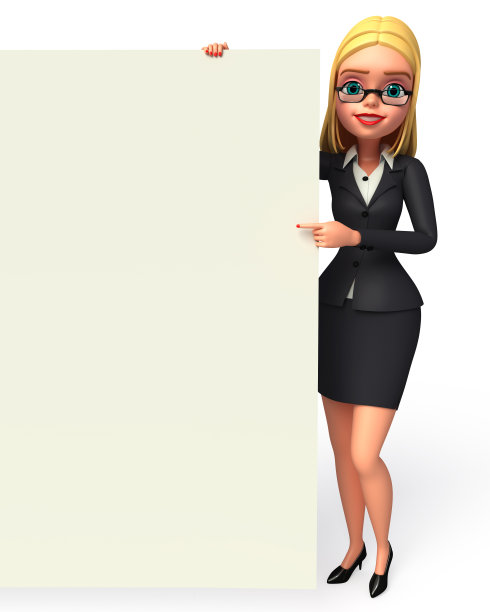 年轻的商业女性与标志图片下载