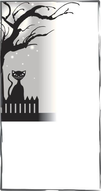 围栏上的黑猫素材图片