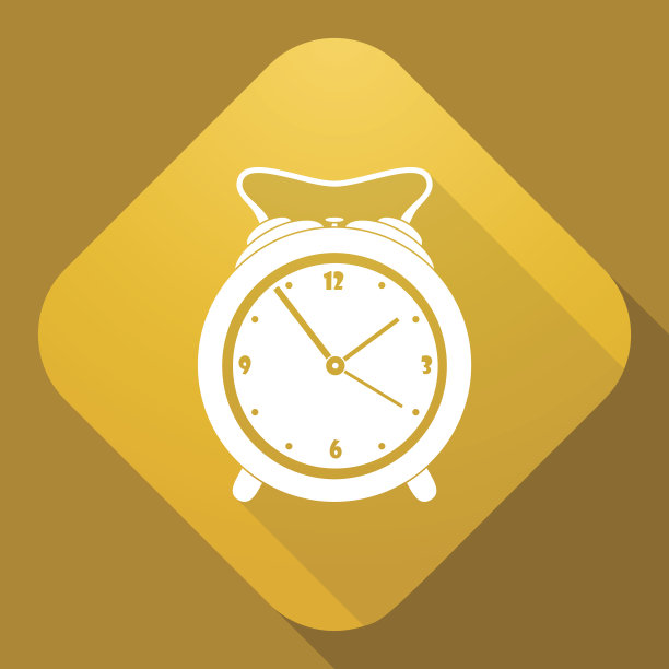 带有长影子的闹钟矢量图标图片下载