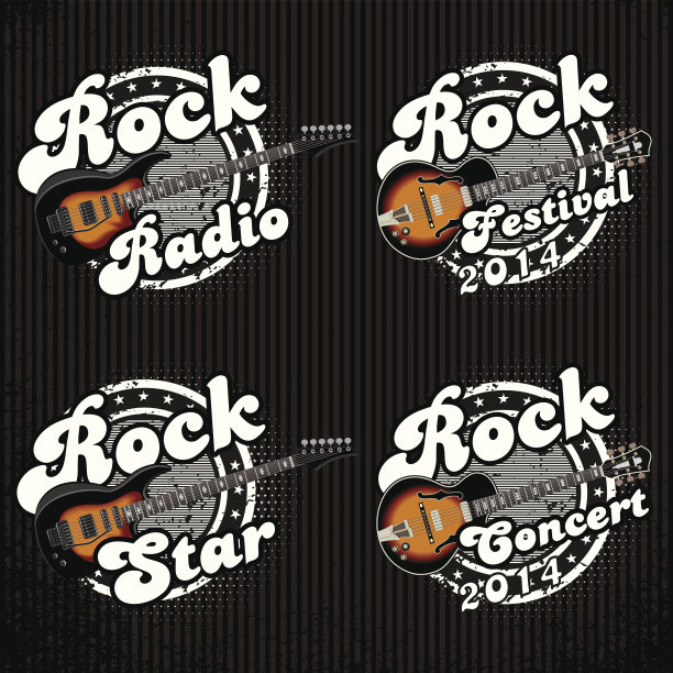 吉他图标和各种铭文图片下载