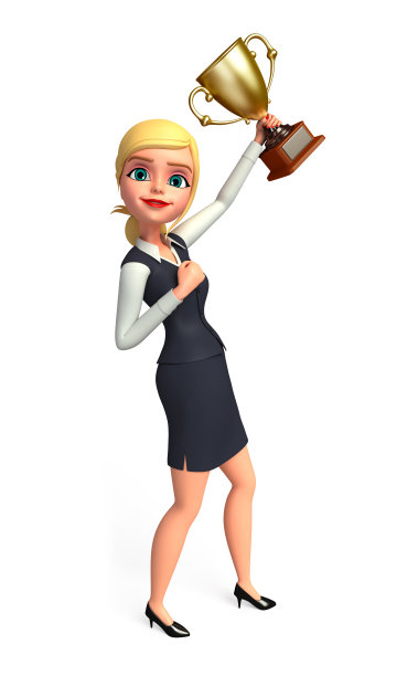 拿着奖杯的女商人图片下载