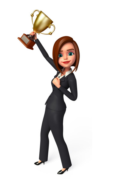 拿着奖杯的女商人图片下载