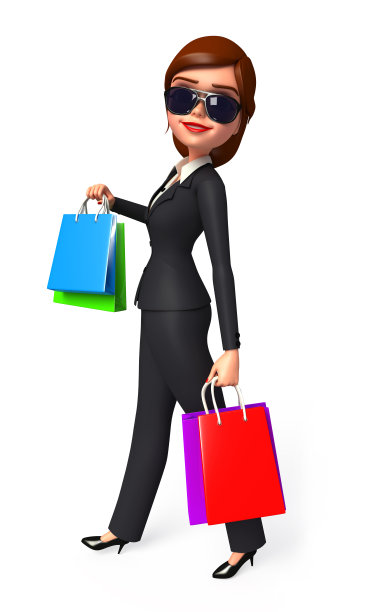 年轻的商业女性与购物袋图片下载