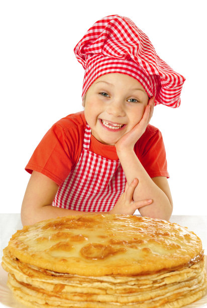 漂亮的小女孩和煎饼图片下载