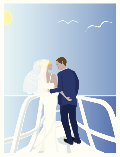 游艇婚礼的夫妇图片下载