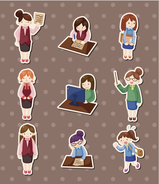 办公室女人贴纸图片下载