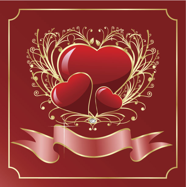圣瓦伦丁金心贺卡图片下载