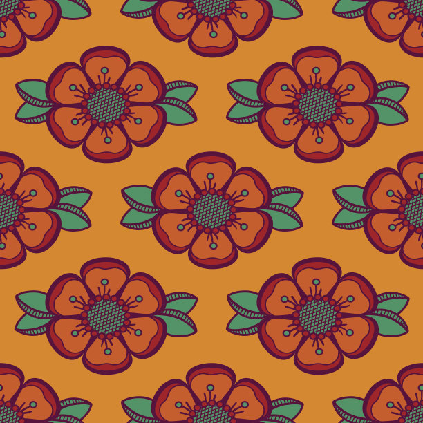 时尚图案与花在橙色图片下载