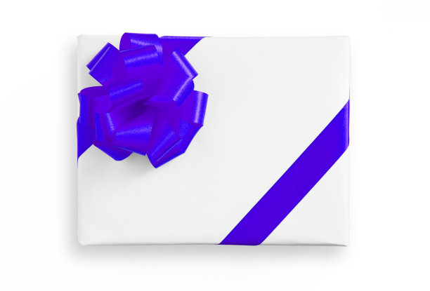 白色纸盒上的蓝星丝带图片下载