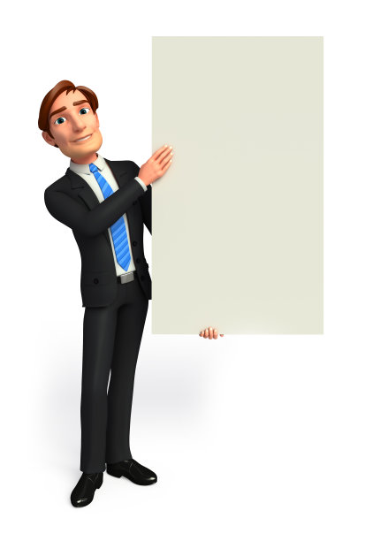 快乐的商人与标志图片下载