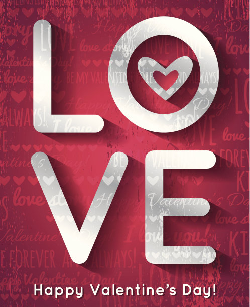 情人节贺卡用银色文字图片下载