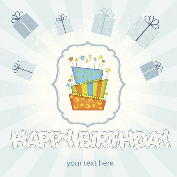 矢量大生日蛋糕与燃烧的蜡烛图片下载