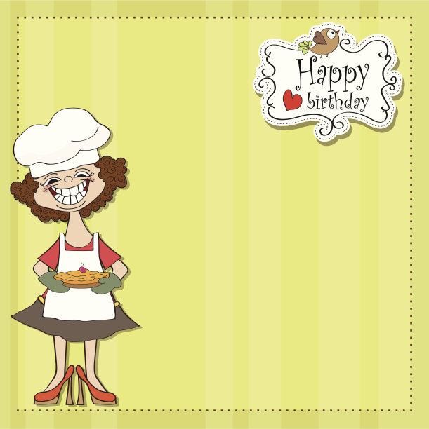 生日贺卡，有趣的女人和派图片下载