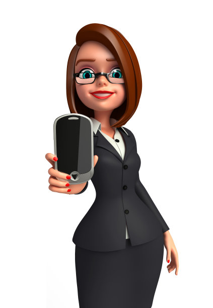 年轻的商业女性与移动图片下载