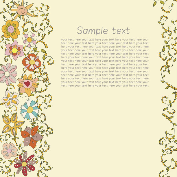 明信片文字与植物装饰的花图片下载