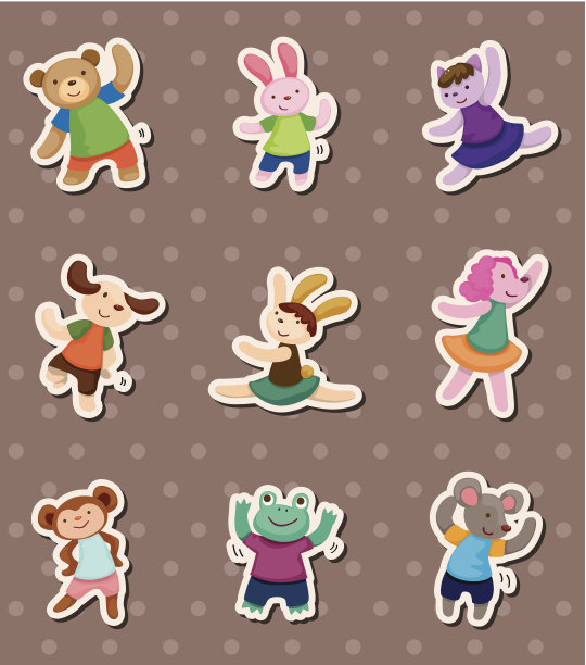 动物跳舞贴纸图片下载