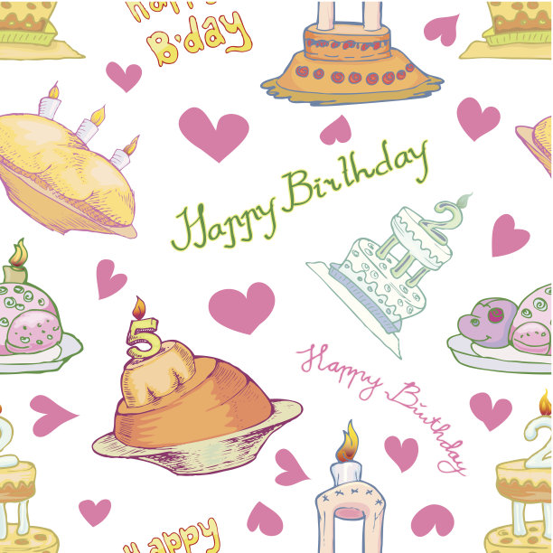 生日蛋糕无缝图案图片下载