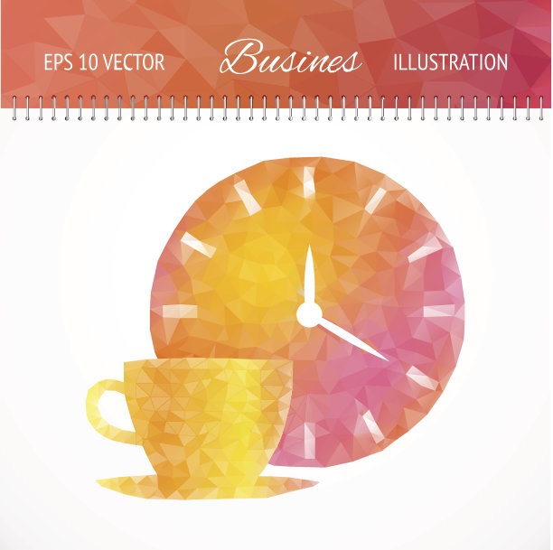 咖啡杯和时钟。图片下载