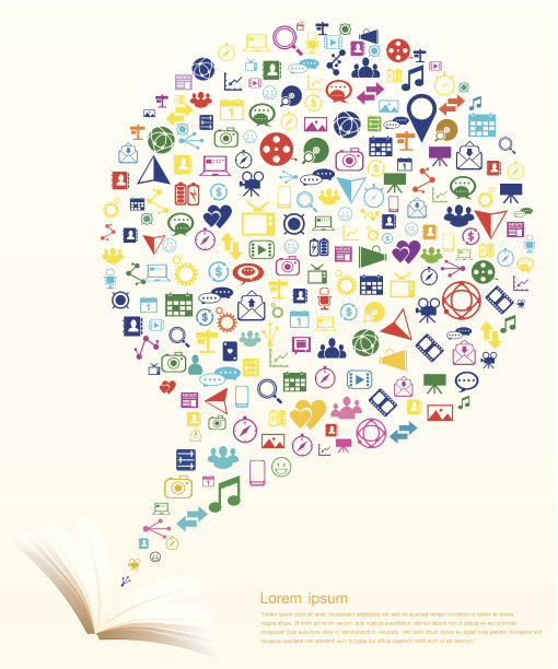 社交媒体彩色图标在书图片下载