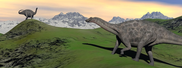 两个dicraeosaurus恐龙图片下载