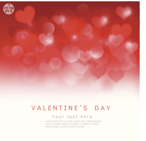 情人节闪亮的红色背景和空间文本，矢量图片下载