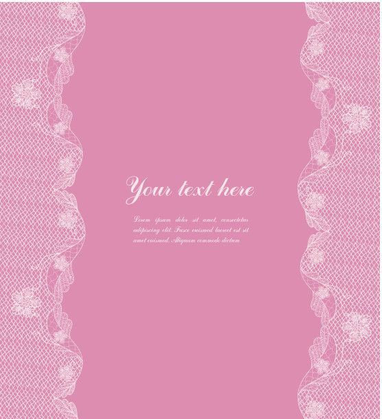 粉红色背景上的白色花边图片下载
