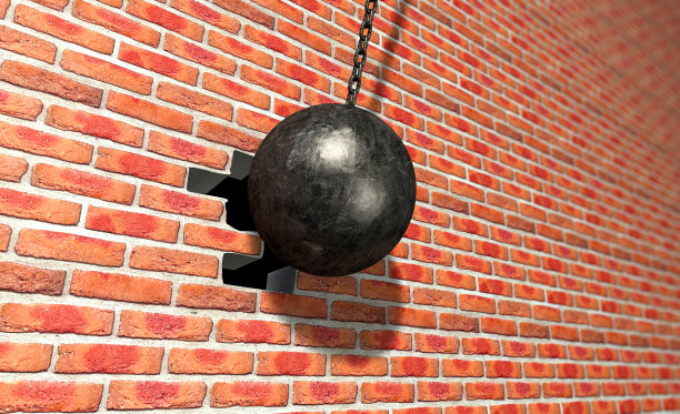 破碎球撞击墙图片下载