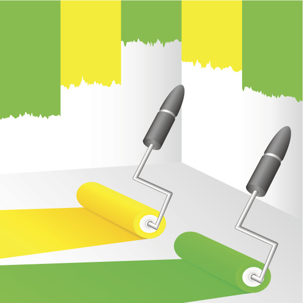 黄色和绿色的油漆。图片下载