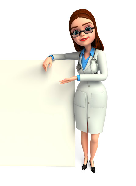 快乐的年轻医生与标志图片下载