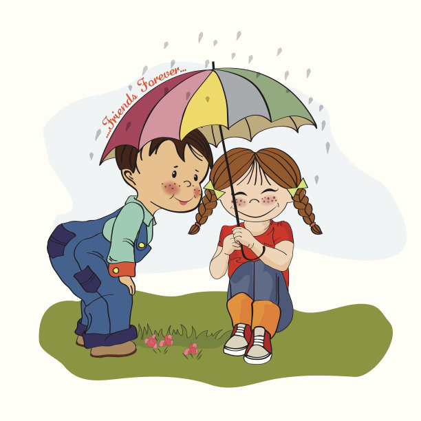 女孩和小男孩是最好的朋友图片下载