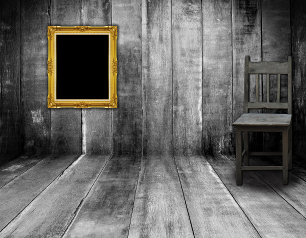 旧椅子和金框架图片下载