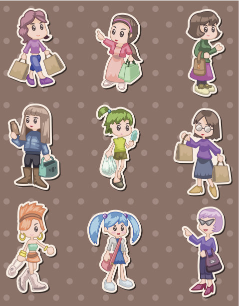购物女人贴纸图片下载