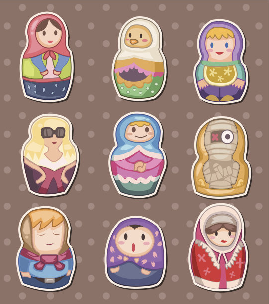 卡通俄罗斯贴纸图片下载