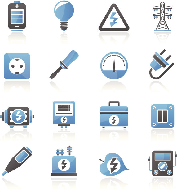 电力、电力和能源图标图片下载