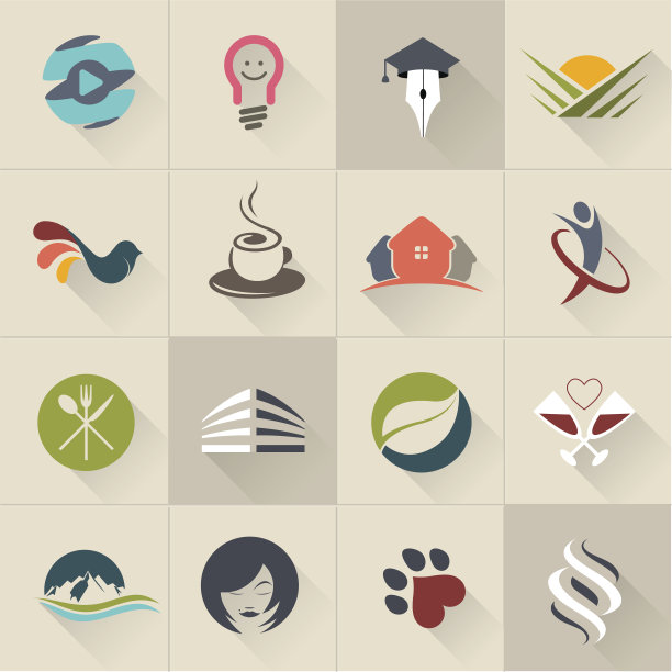 一个矢量集的各种标志在时尚的颜色图片下载