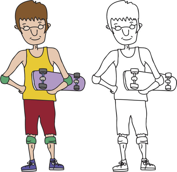 瘦小的滑板者图片下载