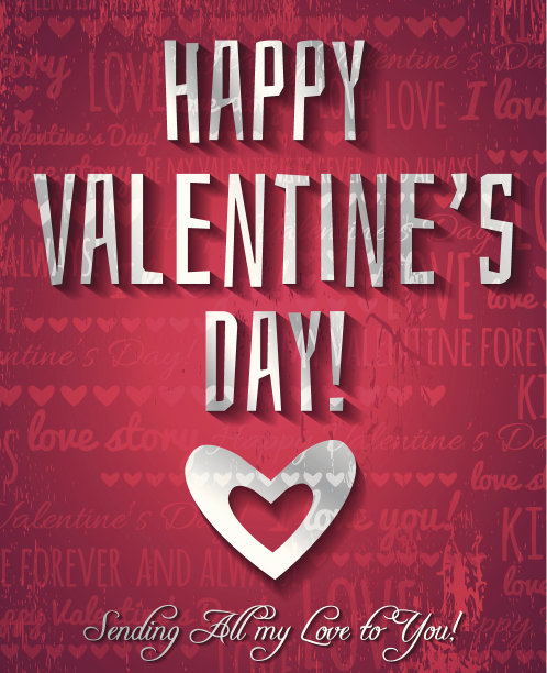 情人节贺卡用银色文字图片下载