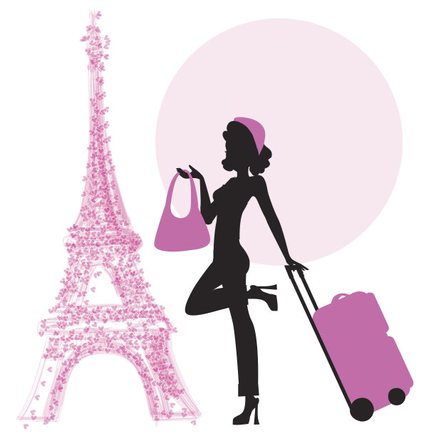 在巴黎提着手提箱的年轻女子图片下载