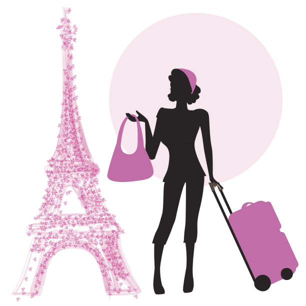 在巴黎提着手提箱的年轻女子图片下载