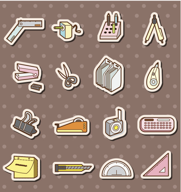 涂鸦文具贴纸图片下载