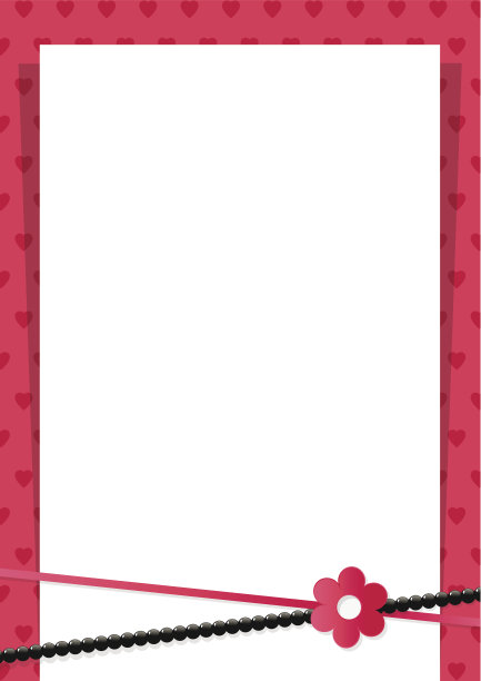 红色垂直背景与黑色珠子，心和纸。图片下载