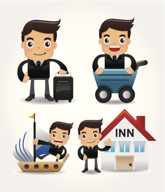 一套有趣的卡通上班族去旅游图片下载